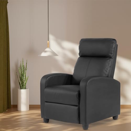 Beige PU Leather Recliner Chair with Footrest L2753