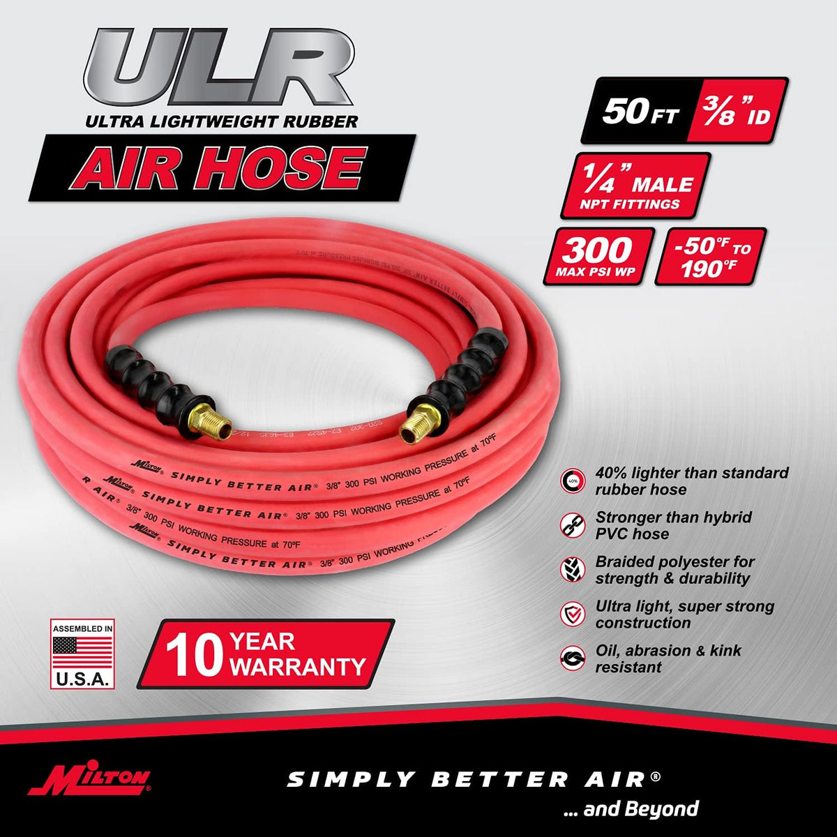 50 ft. x 3/8 ID Ultra Lightweight Rubber Air Hose, Pack of 2 N302752