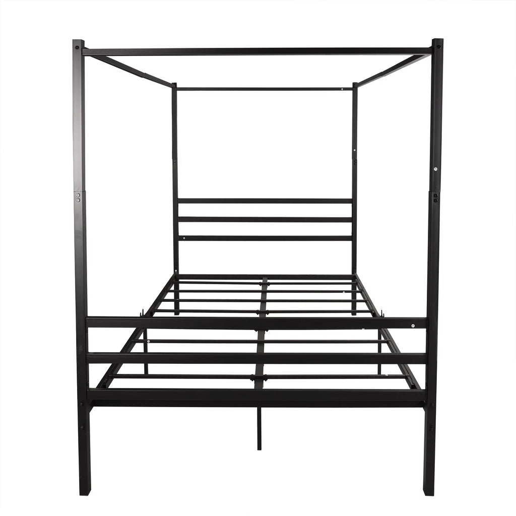 Black Queen Size Metal Platform Bed with Headboard L960