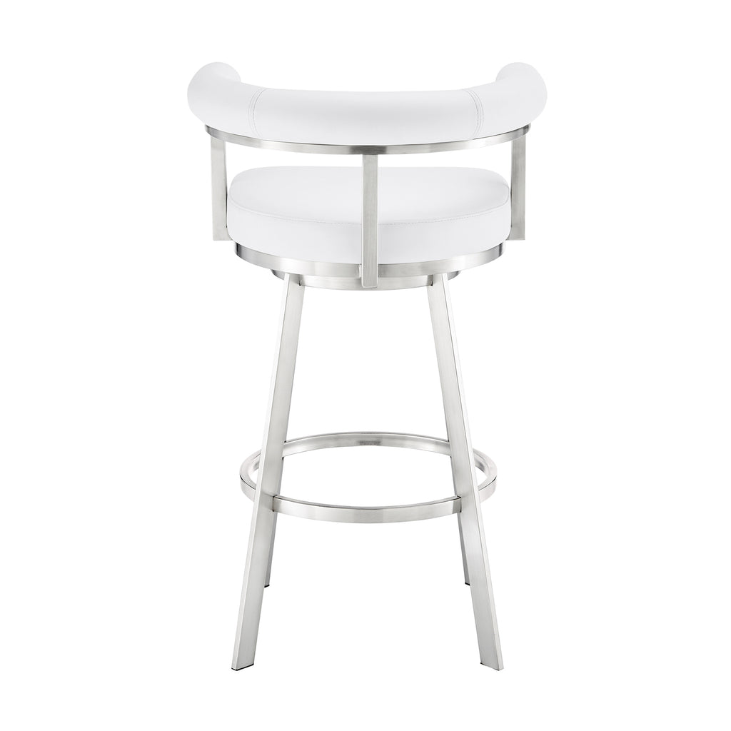 White/Chrome Swivel Bar Stool V17289