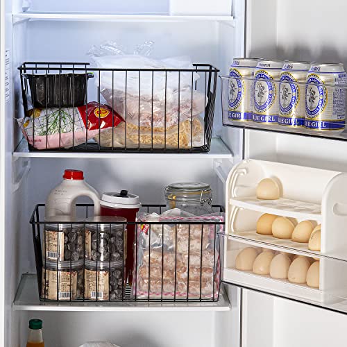16 inch Upright Freezer Organizer Baskets, Black, Pack 3 X55318