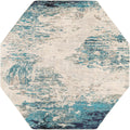 8 Ft Octagon Blue Medium-Pile Rug U801