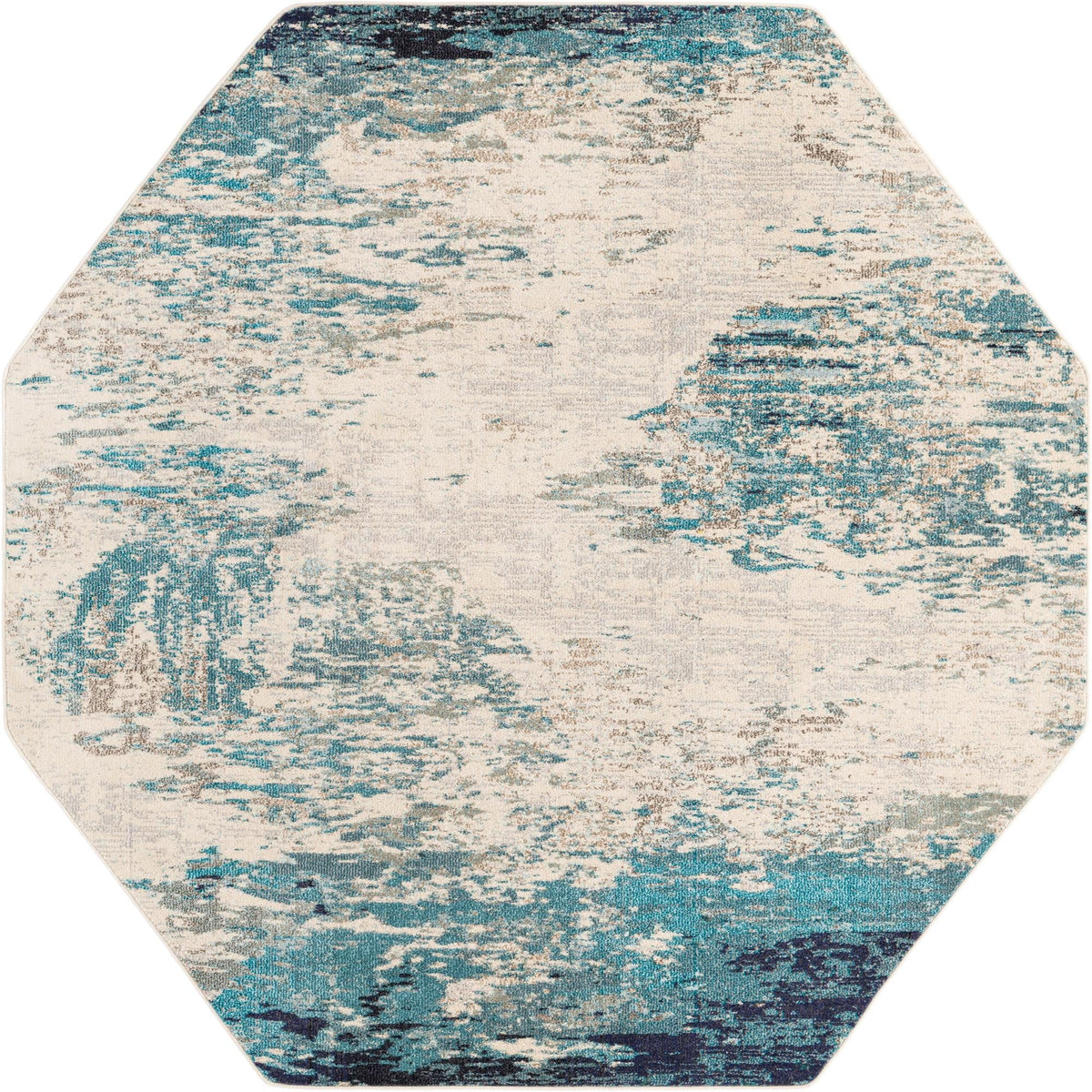 8 Ft Octagon Blue Medium-Pile Rug U801