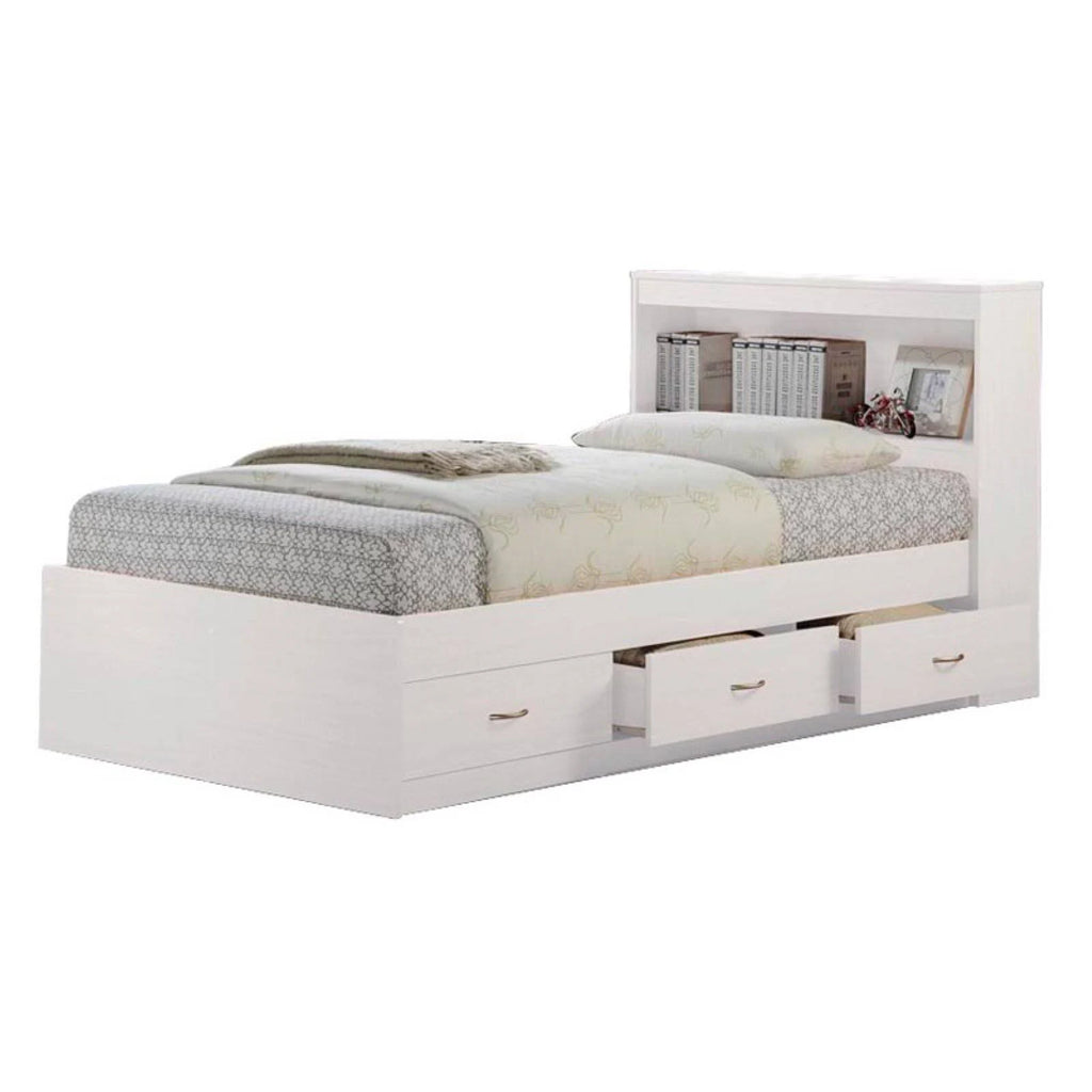 Twin-size Captain Bed with 3-Drawers and Headboard White P415