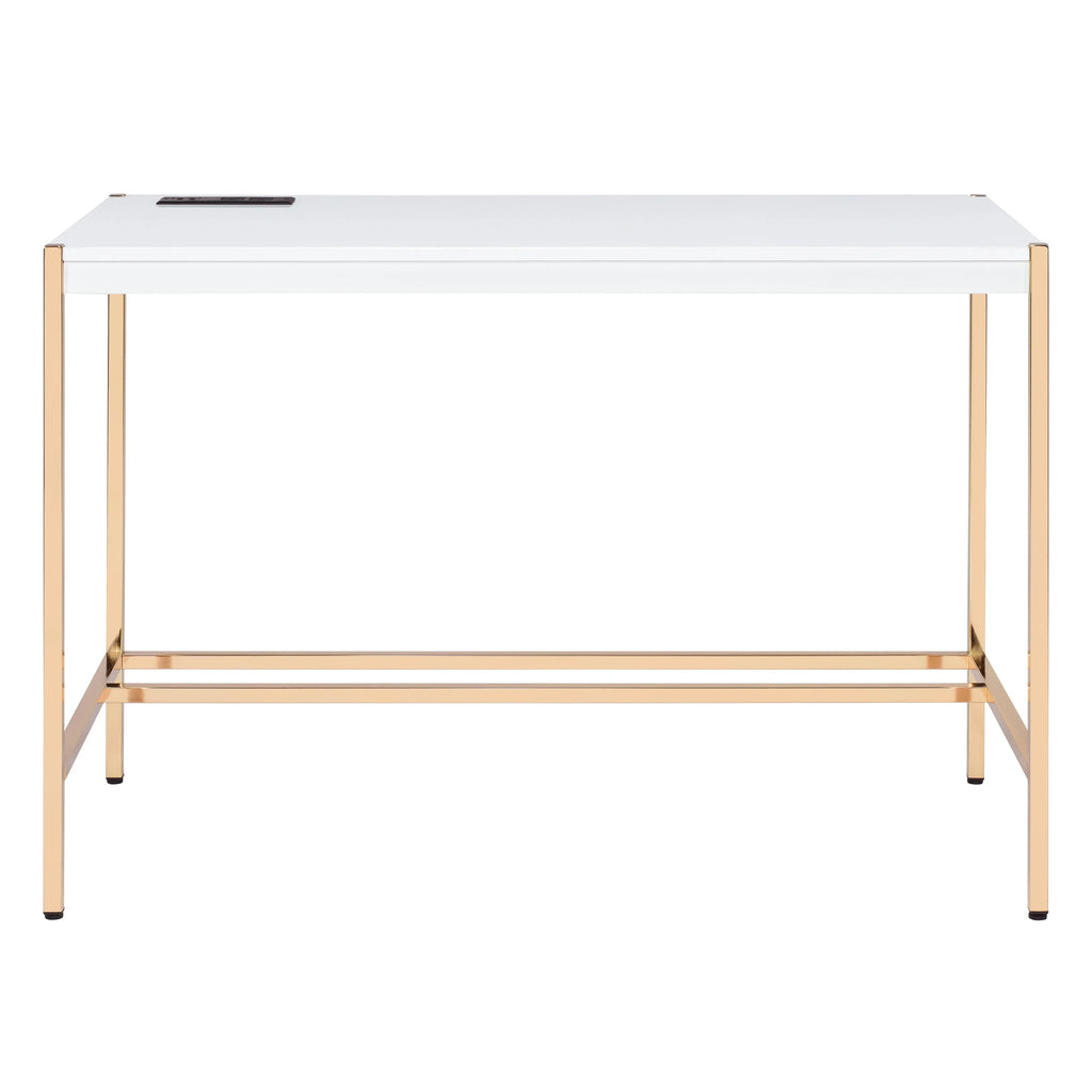 Navy Blue/Gold Writing Desk with USB Ports H10023