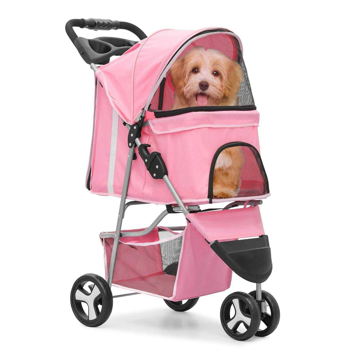 Foldable Pet Stroller with Weather Cover I68494
