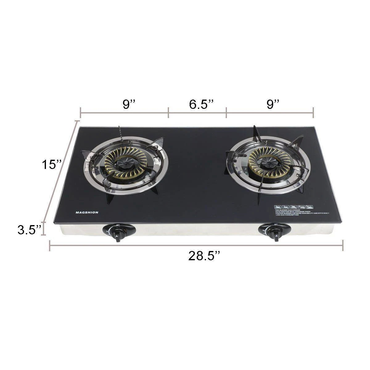 Double Glass Top Portable Propane Gas Stove Burner with Hose & Regulator X961497