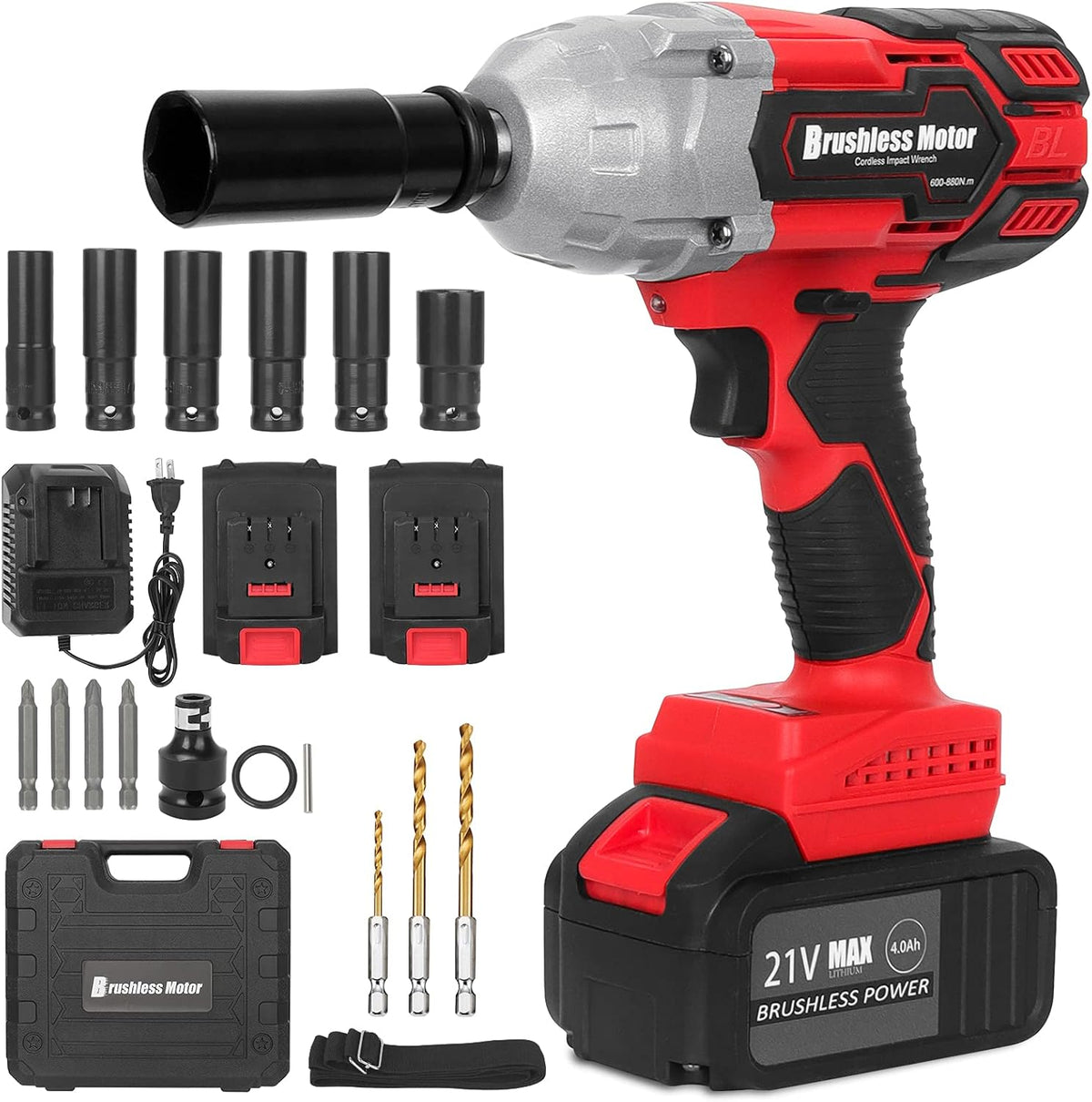 Cordless Impact Wrench with 21V 4.0AH Battery Pack V657
