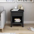 Black 1 Drawer Wood Nightstand O633381