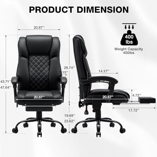 Black Ergonomic Reclining Office Chair with Footrest L926069