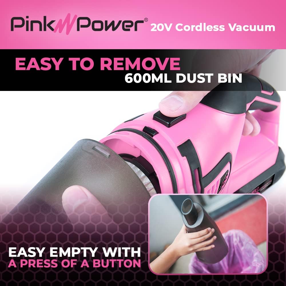 Pink Cordless Stick Vacuum Cleaner with Rechargeable Battery K169204