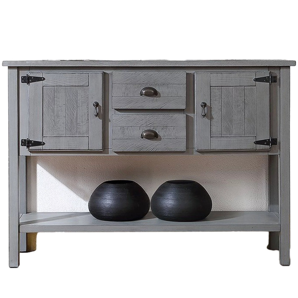 Antique Gray Wooden Console Table with 2 Cabinets and 2 Drawers F322