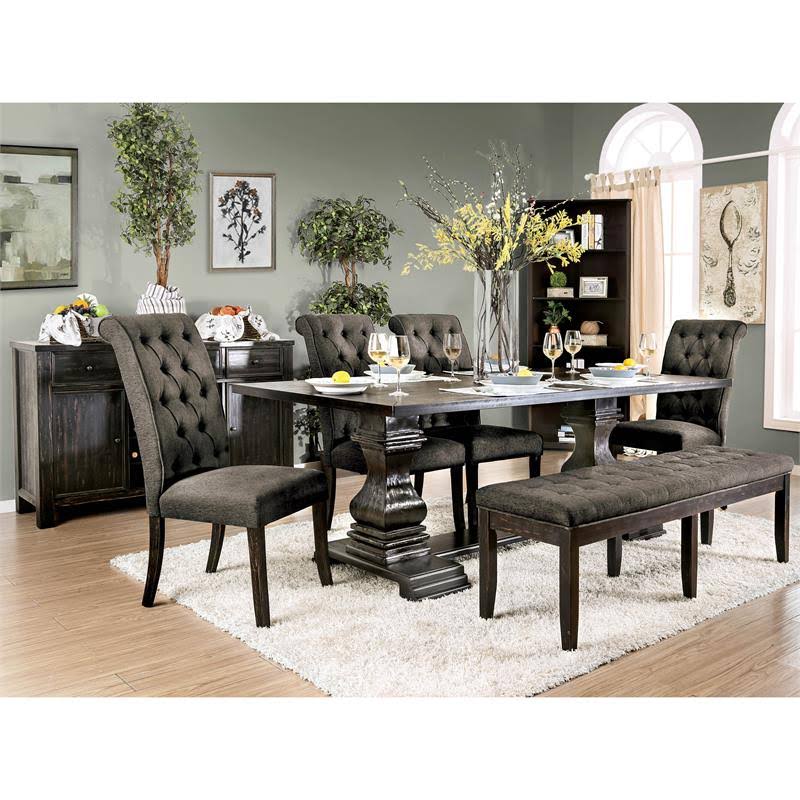 Gray Fabric Side Chair Set of 2 D533888