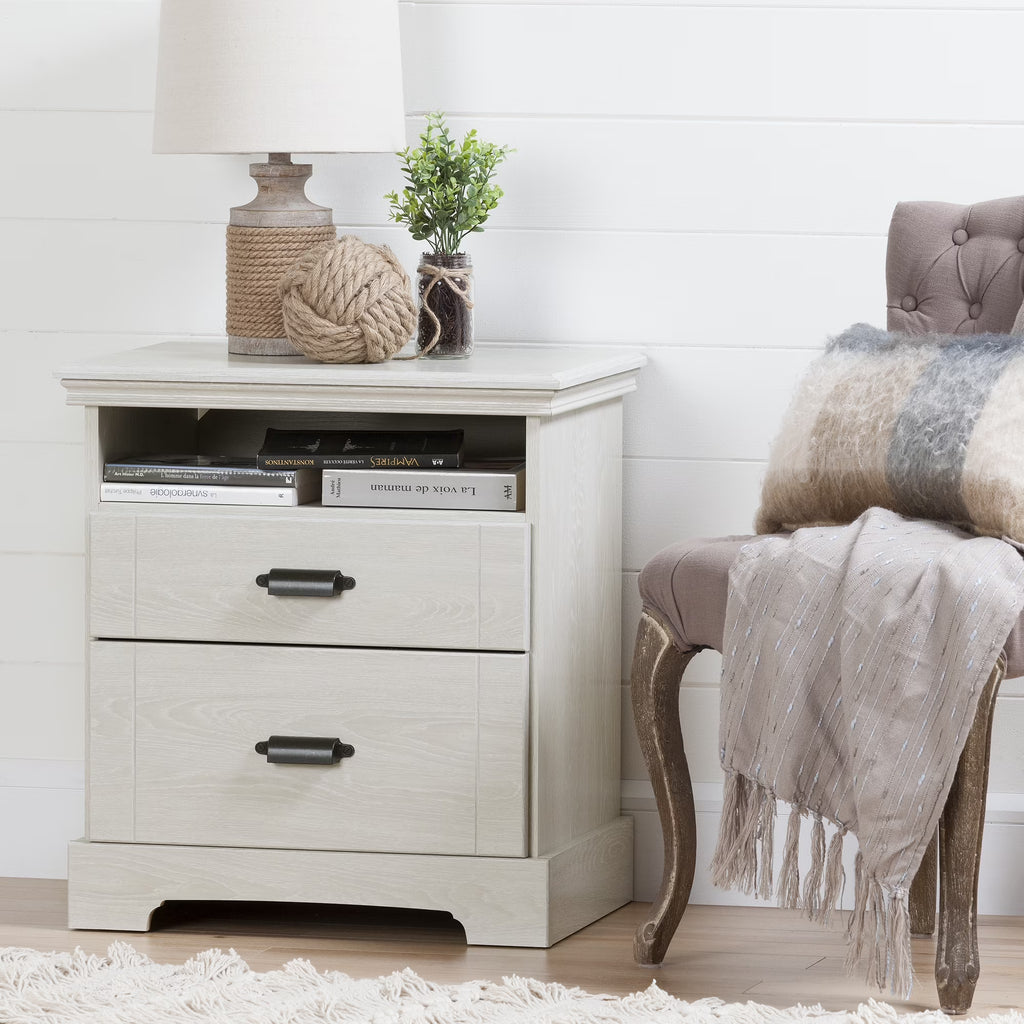 White 2-Drawer Nightstand V8773
