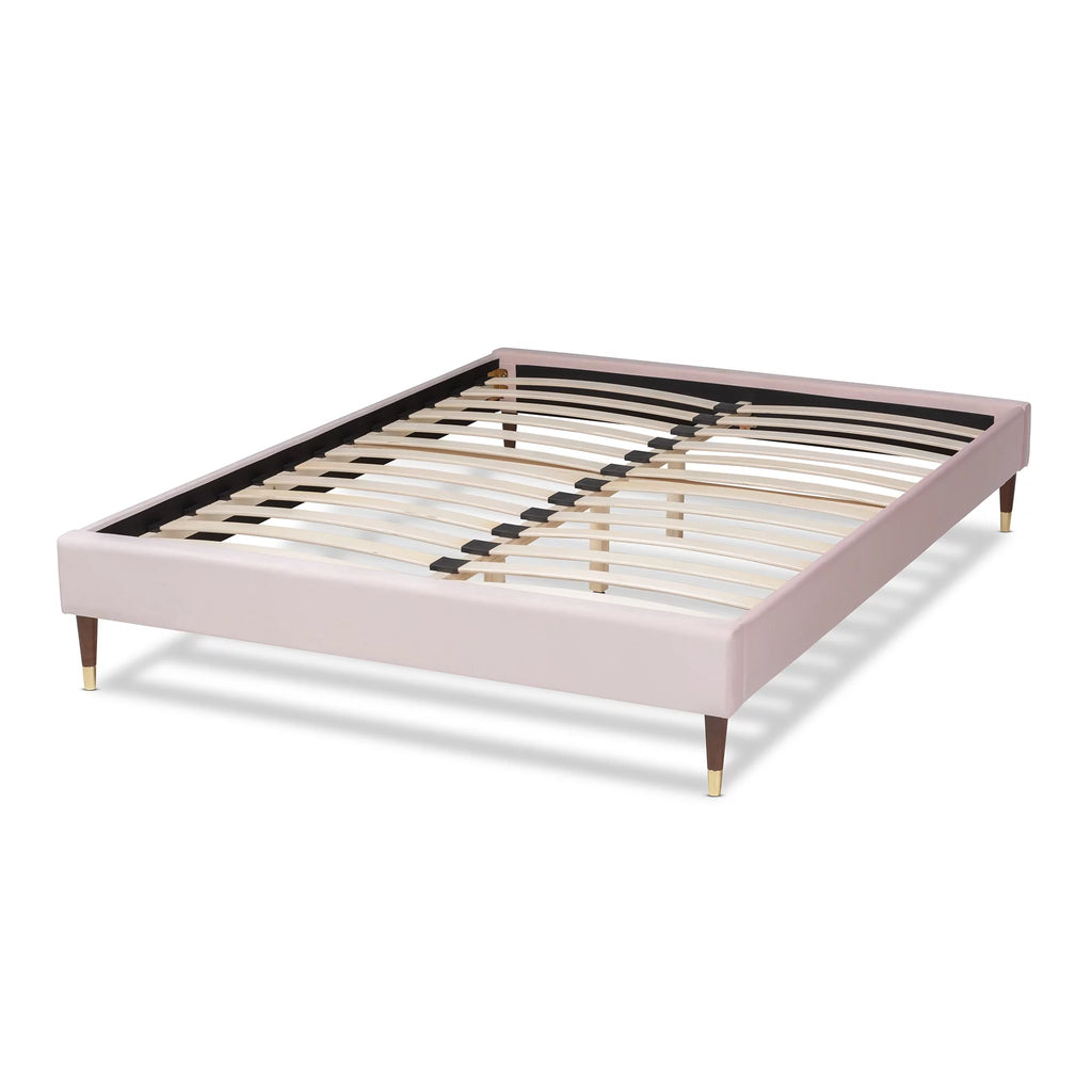 Velvet Upholstered Wood Platform King Bed X923