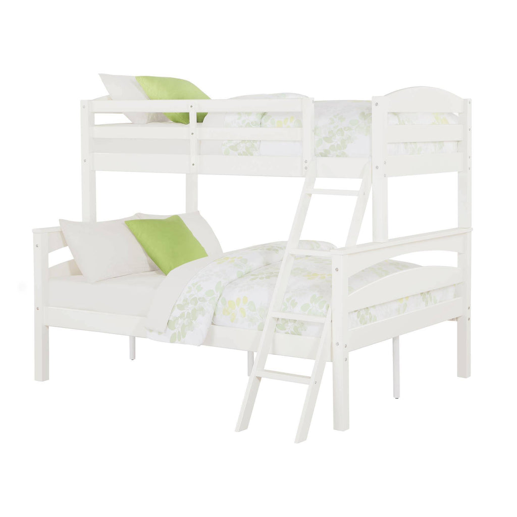 White Twin Over Full Wood Bunk Bed Frame E9976