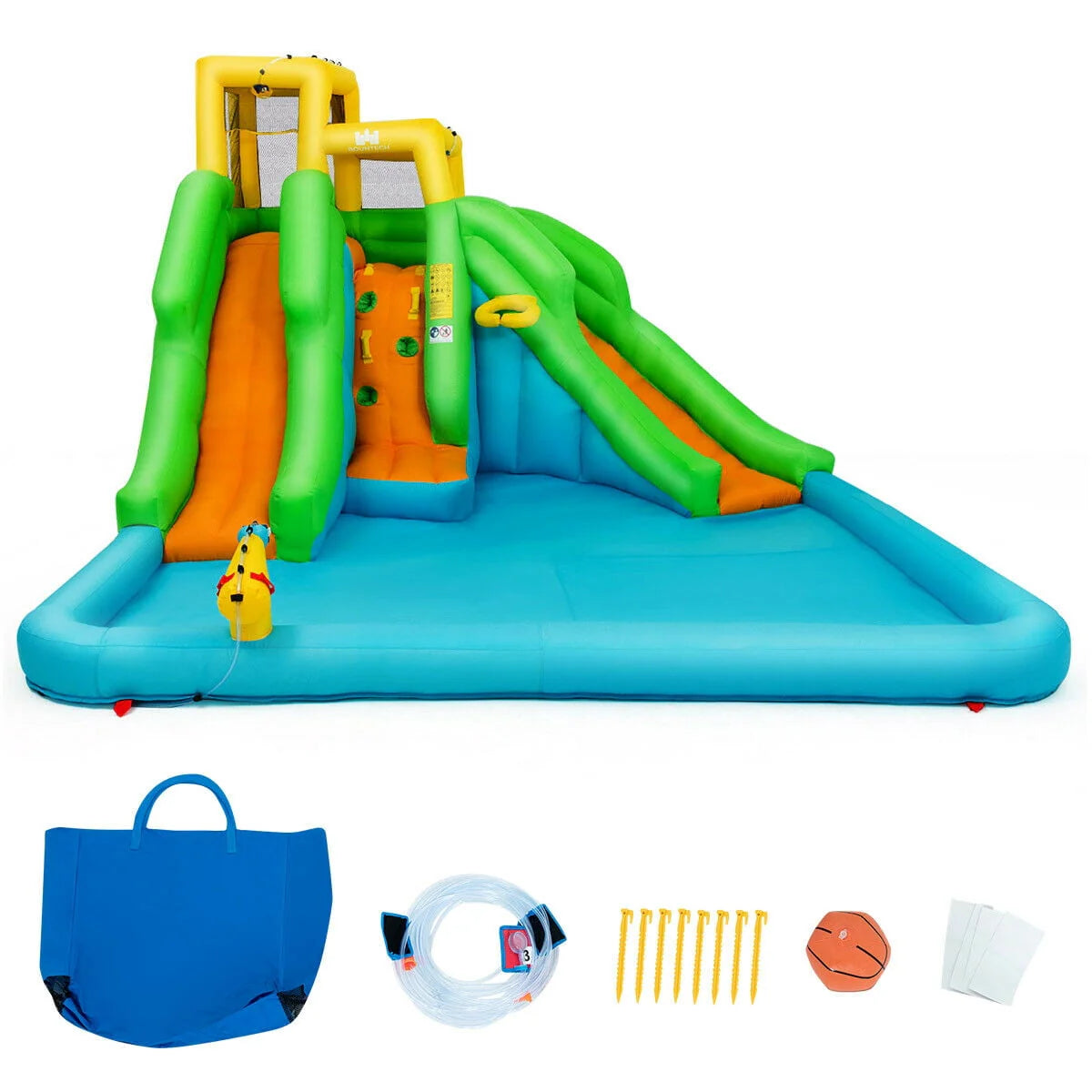 Inflatable Bounce House with 2 Slide and Climbing Wall B77448
