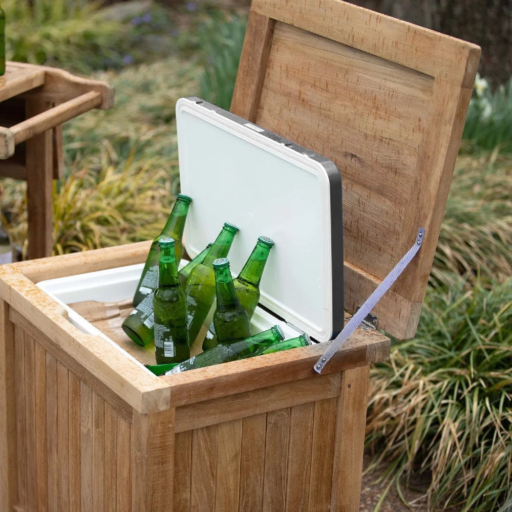 36 Quart Teak Ice Chest Cooler Side Table T53829