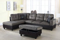 3 Piece Sectional Sofa Set with Right Facing Chaise and Storage Ottoman J37578