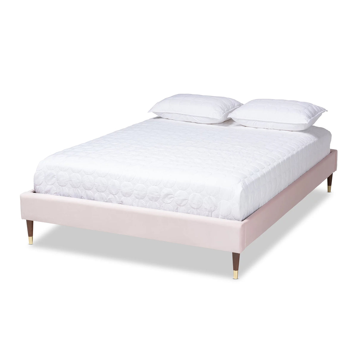 Velvet Upholstered Wood Platform King Bed X923