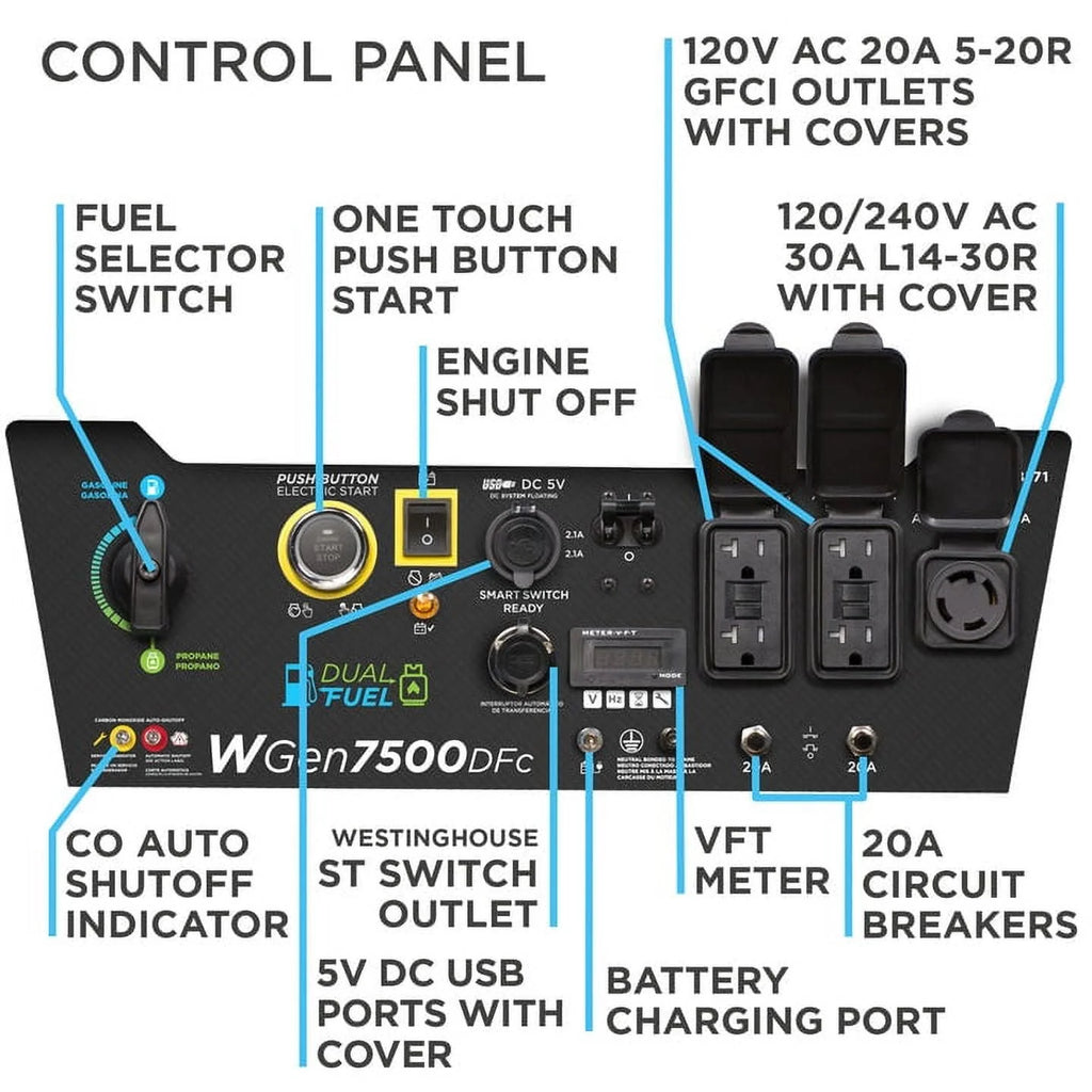 9500 Peak Watt Dual Fuel Portable Generator T176