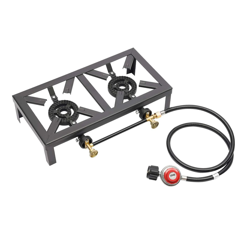 Portable Camping Stove Double Burner Outdoor Gas Stove with Regulator Hose S509972
