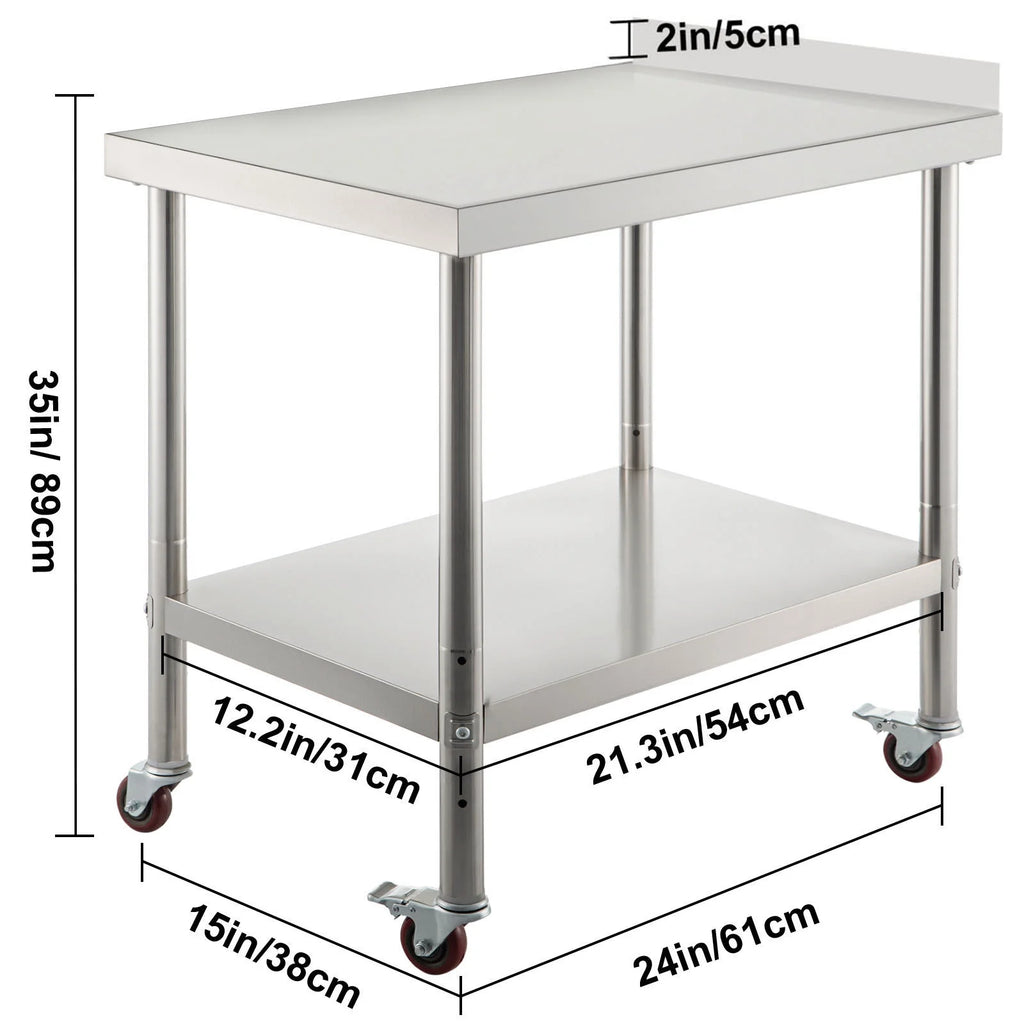 Stainless Steel Work Table 24x15in with 4 Casters J431