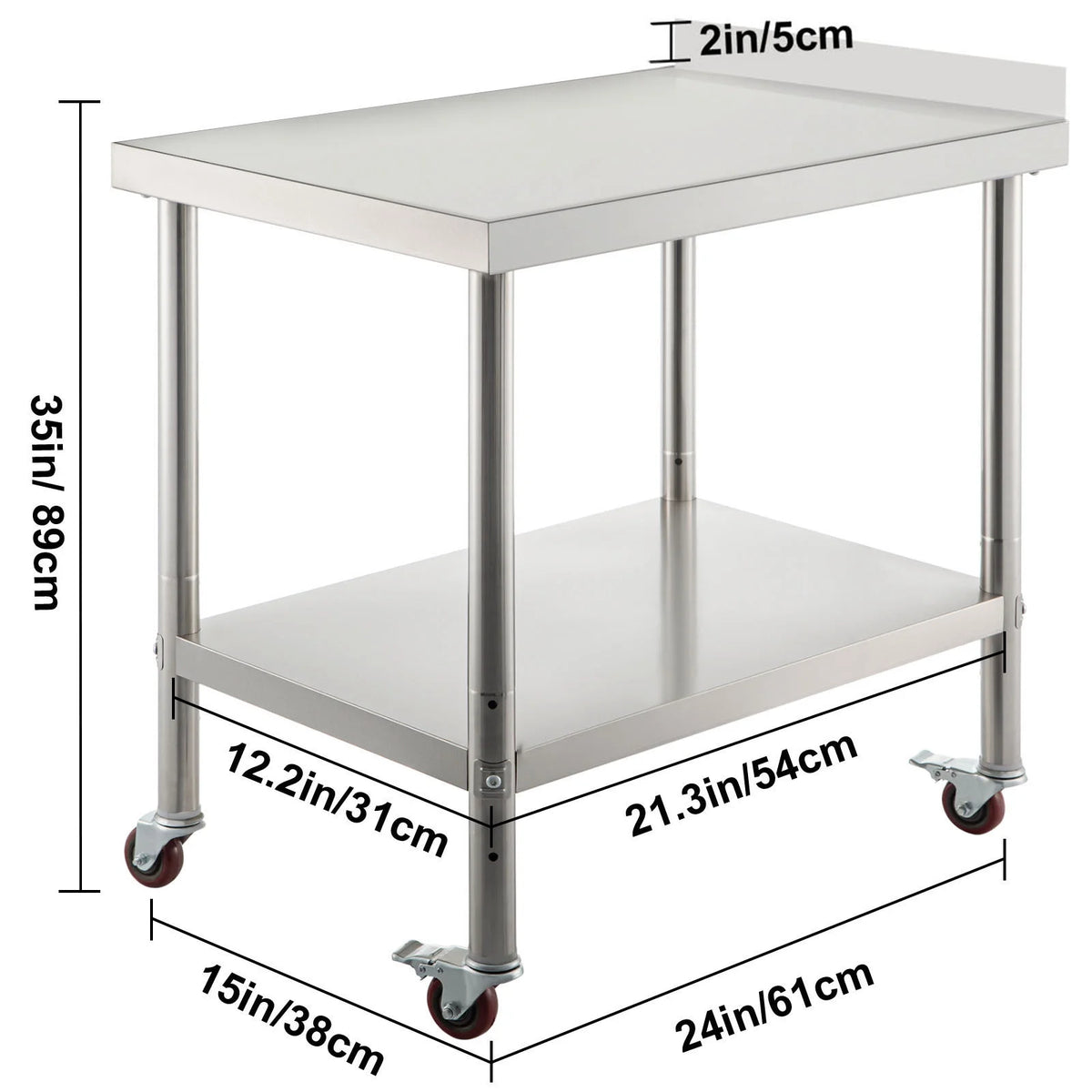 Stainless Steel Work Table 24x15in with 4 Casters J431