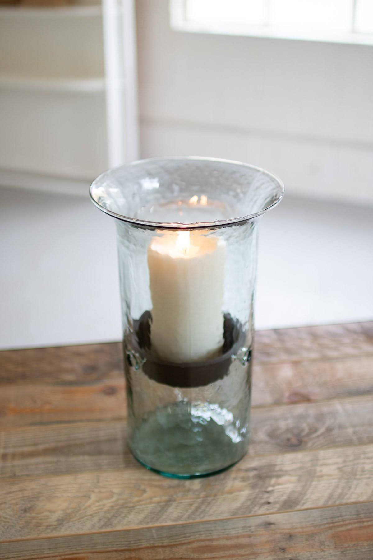 Glass Candle Cylinder with Rustic Insert Z1137