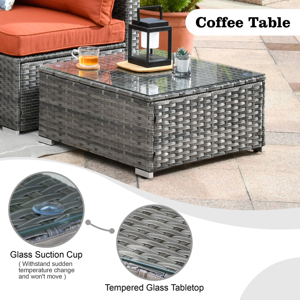 8 Pieces Outdoor Sectional Sofa Set with Swivel Rocking Chair and Fire Pit Table X232