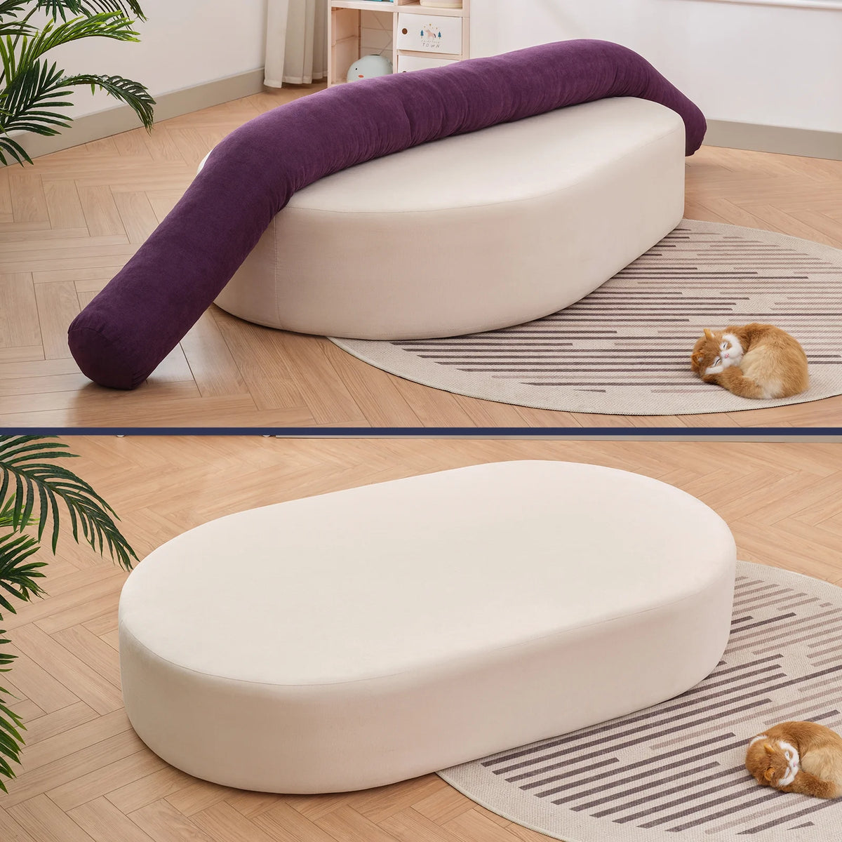 Beige Bean Bag Chair Sofa Bed M9171