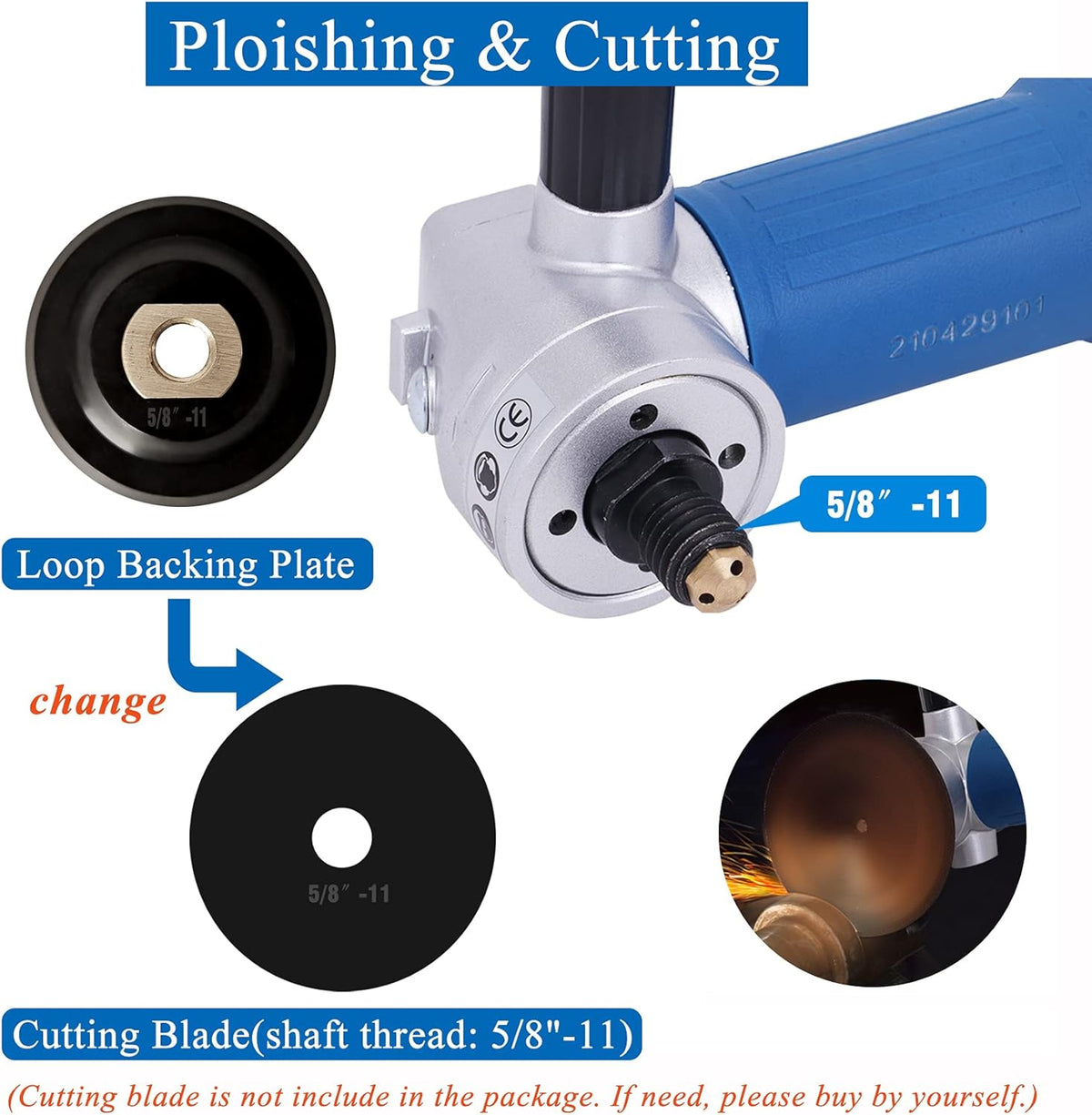 4" Pneumatic Wet Polisher Grinder with 7 Pieces Polishing Pads C83893