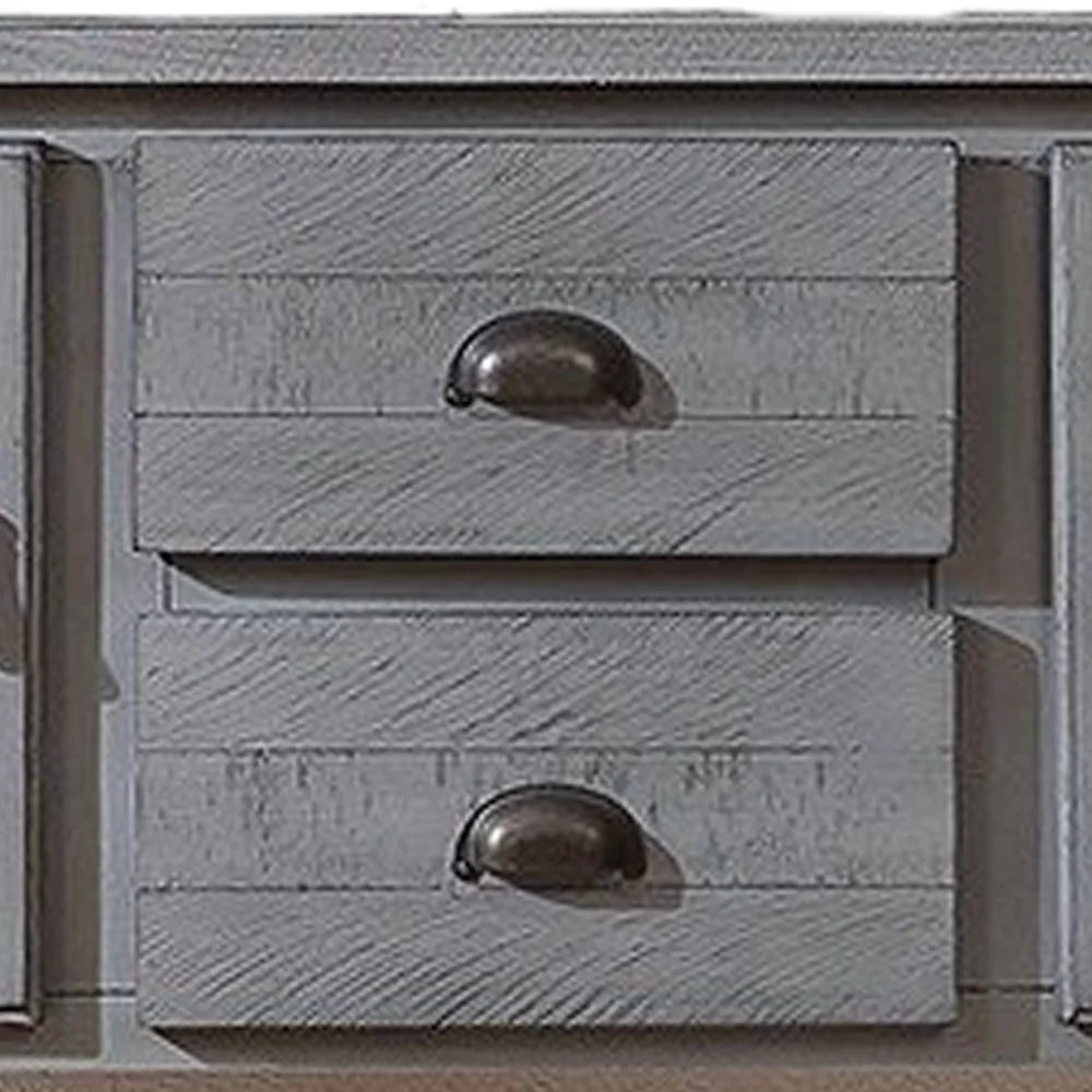Antique Gray Wooden Console Table with 2 Cabinets and 2 Drawers F322
