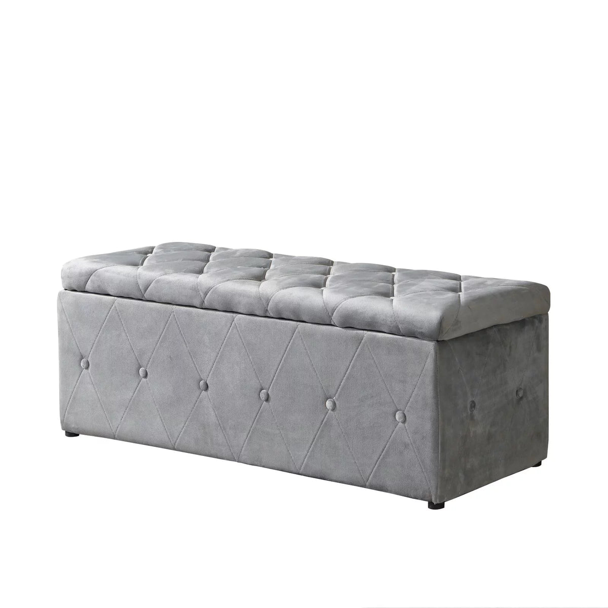 Rectangular Velvet Ottoman Storage with Lids Gray O2518