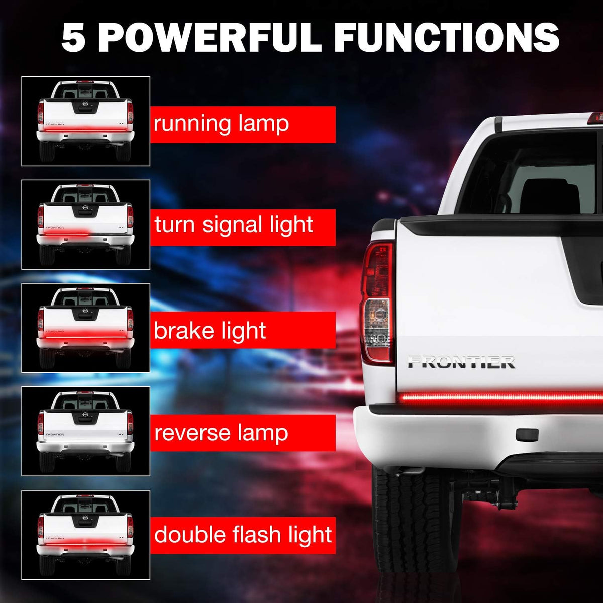 60 Inch Quad Row LED Truck Bed Light Strip, Red Brake/Running, Pack of 2 I49374