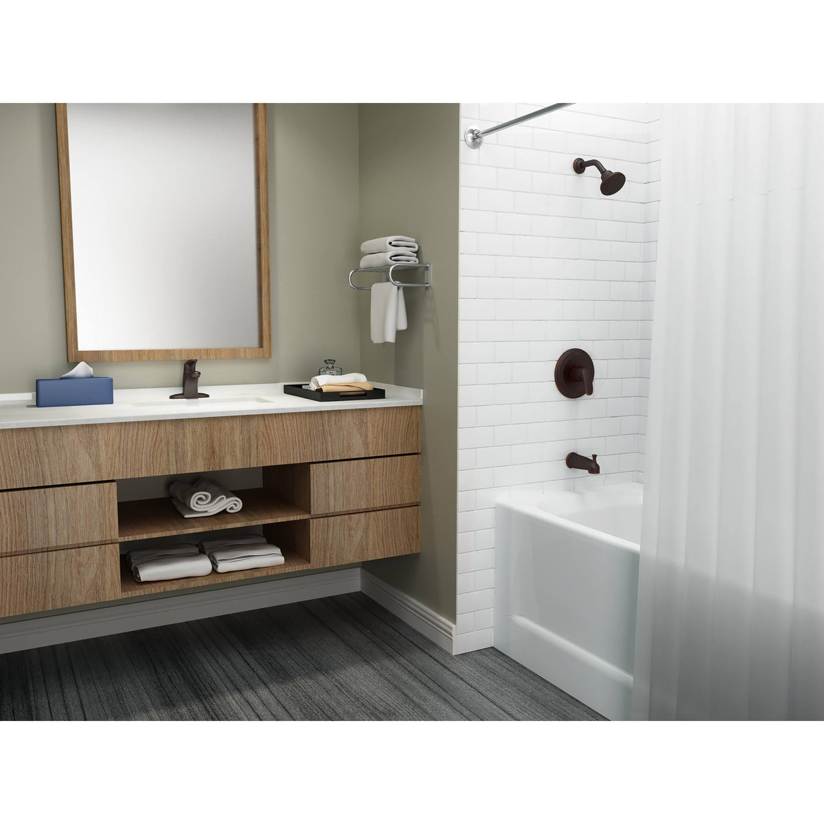 Single-Handle Single-Hole Bathroom Faucet with 50/50 Drain in Legacy Bronze P86481