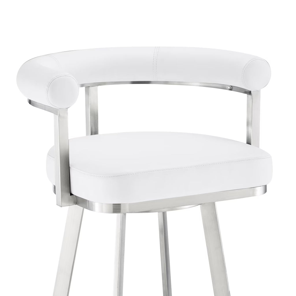 White/Chrome Swivel Bar Stool V17289