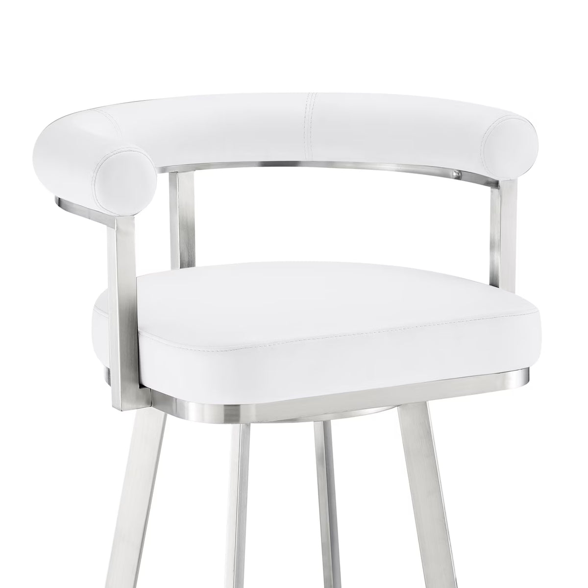 White/Chrome Swivel Bar Stool V17289