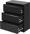 Black Mobile Filing Cabinet 3 Drawer with Lock Wheels M59710