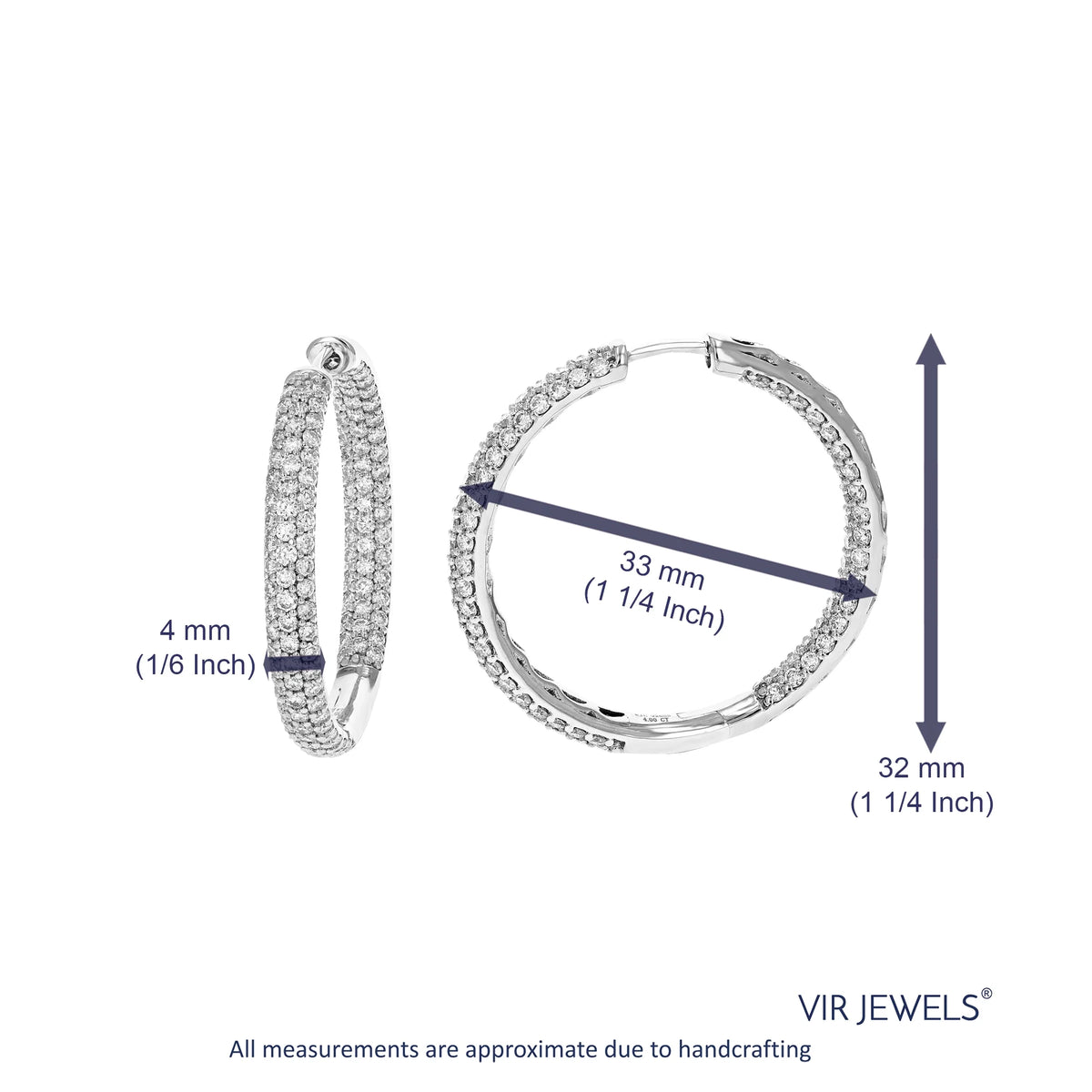4 CTTW Lab Grown Diamond Hoop Earrings 925 Sterling Silver B60023
