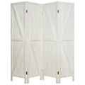 4 Panels Folding Wooden Room Divider White Y562721