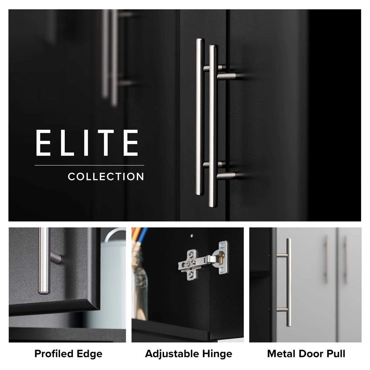 Black 16" Storage Cabinet with 2 Adjustable Shelves F599