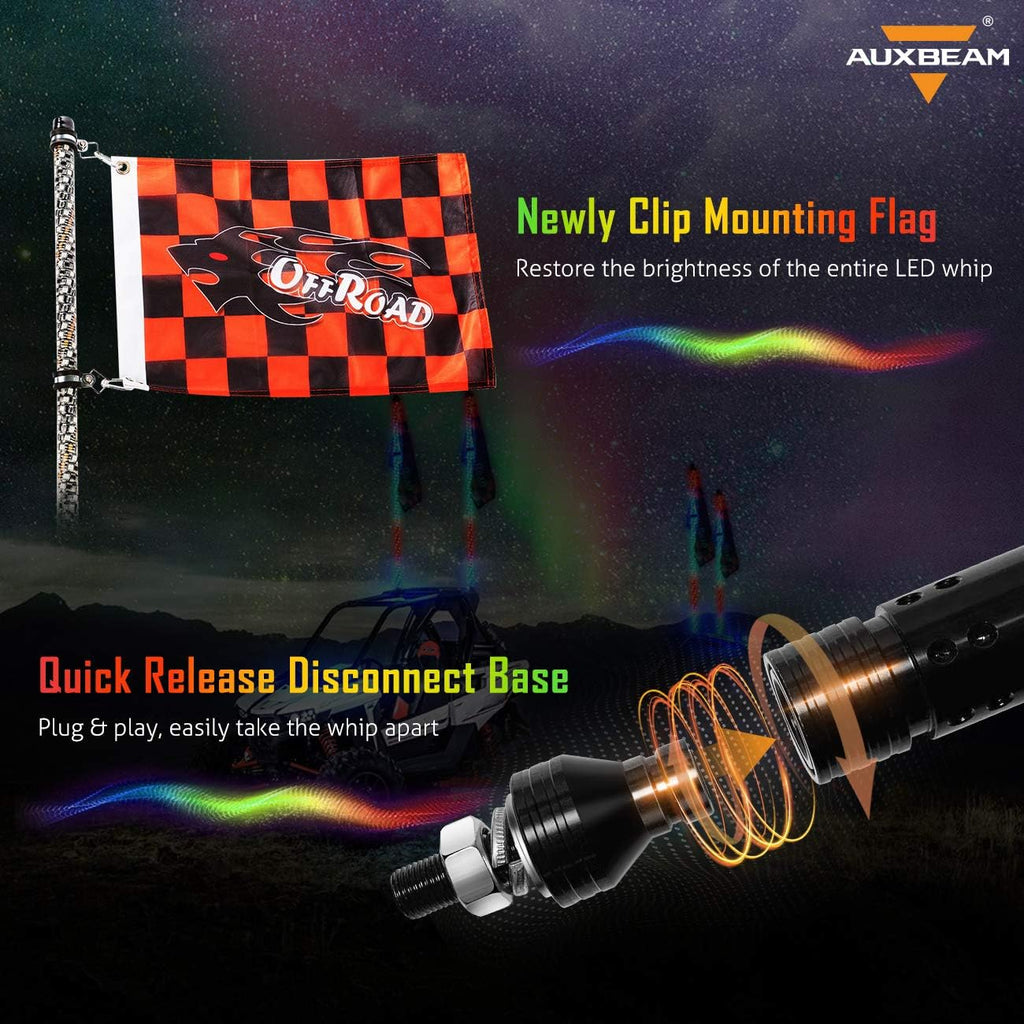 RGB LED Lighted Whip Antenna 3ft Pack of 2 L7728