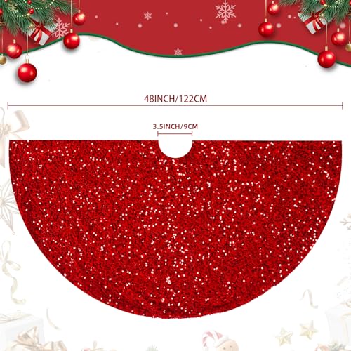 48 Inch Red Sequin Christmas Tree Skirt T4566