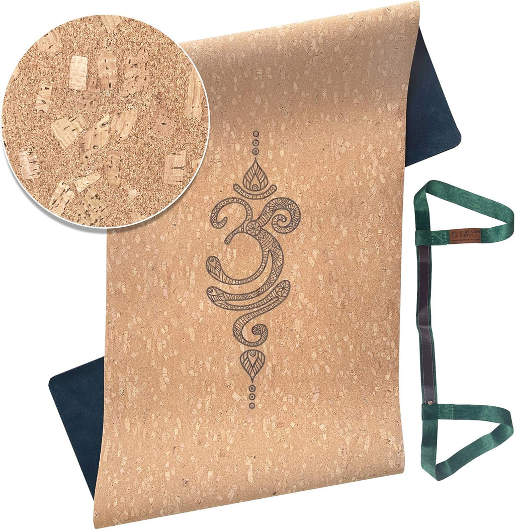 Extra Large Non-Slip Cork Yoga Mat with Carry Strap, 73'' Long x 25'' Wide x 5mm thick, Pack of 2 V3459