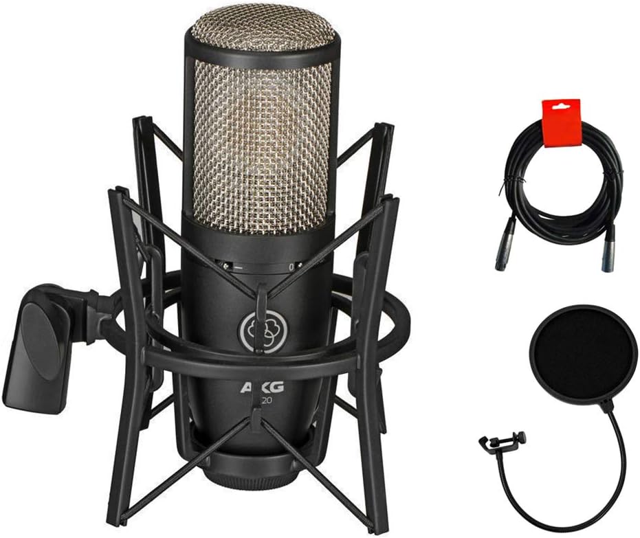 Large Diaphragm Condenser Microphone with Pop Filter and XLR To XLR Cable R252