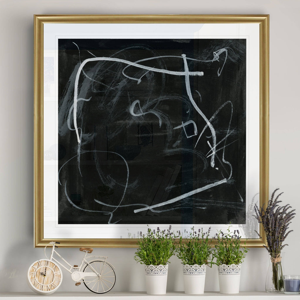 Black Framed Print 30 x 30 Gold V8893