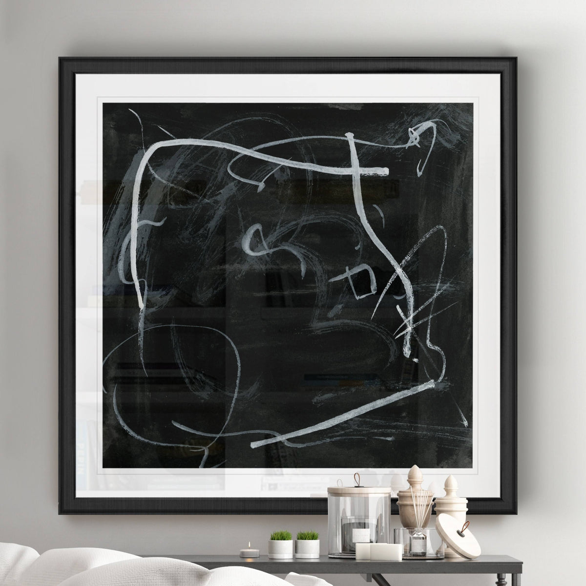 Black Framed Print 30 x 30 Gold V8893