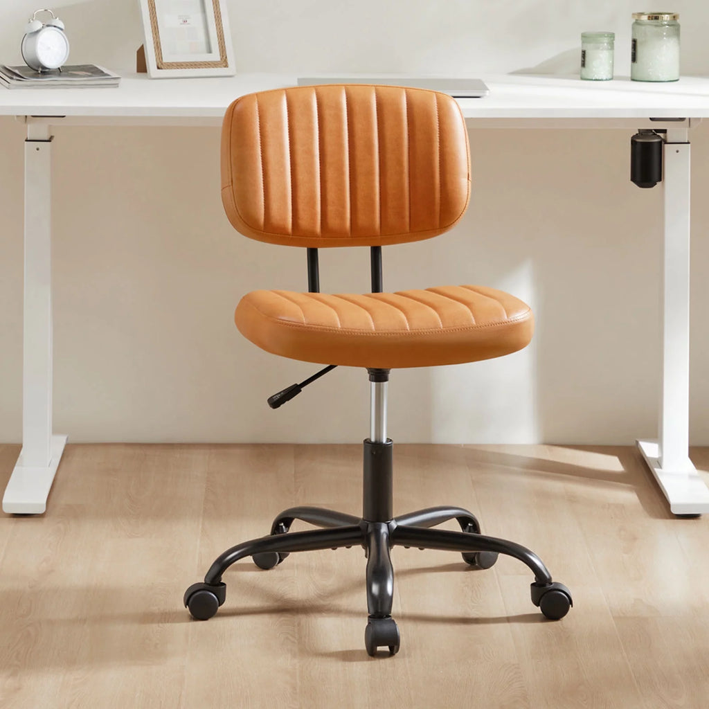 Brown PU Leather Low Back Task Chair with Wheels C727
