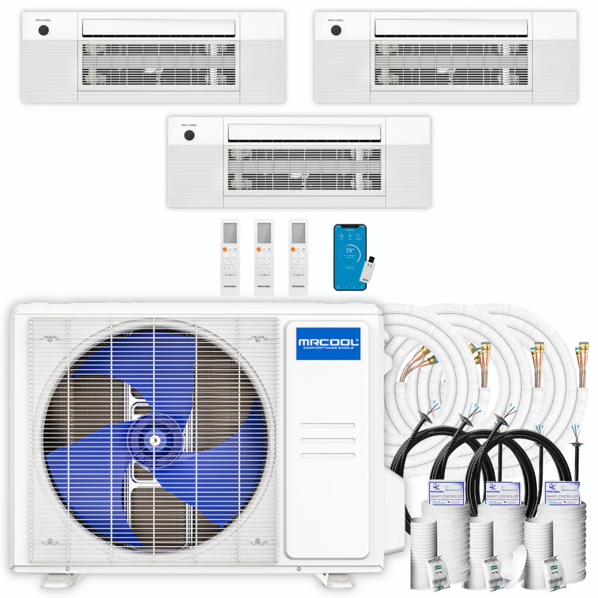 27,000 BTU 3 Zone Ceiling Cassette Ductless Air Conditioner and Heat Pump K238057